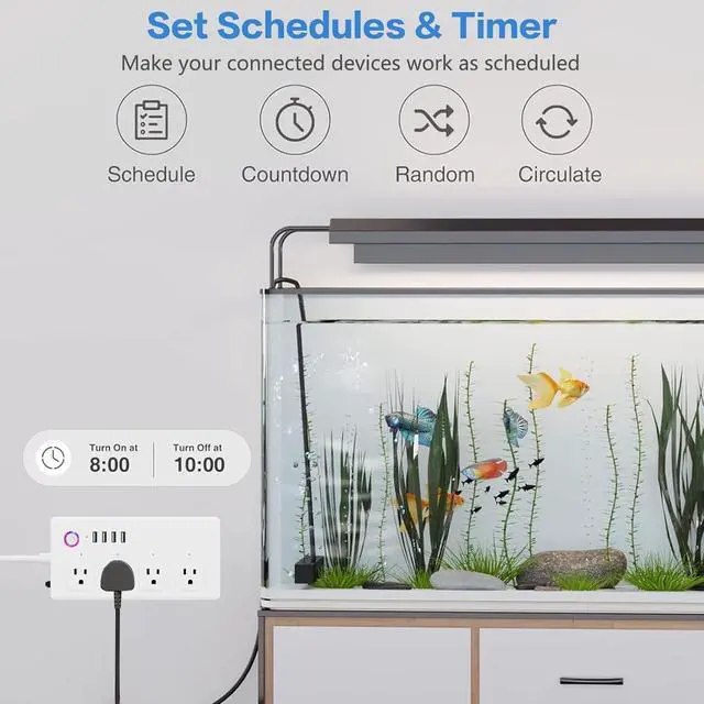 Alt view image 5 of 7 - Jinvoo Smart Power Strip, Surge Protector, WiFi Power Strip, USB Power Socket Smart Extension Cord Compatible with Alexa and Google, Smart Life APP Control, No hub Required