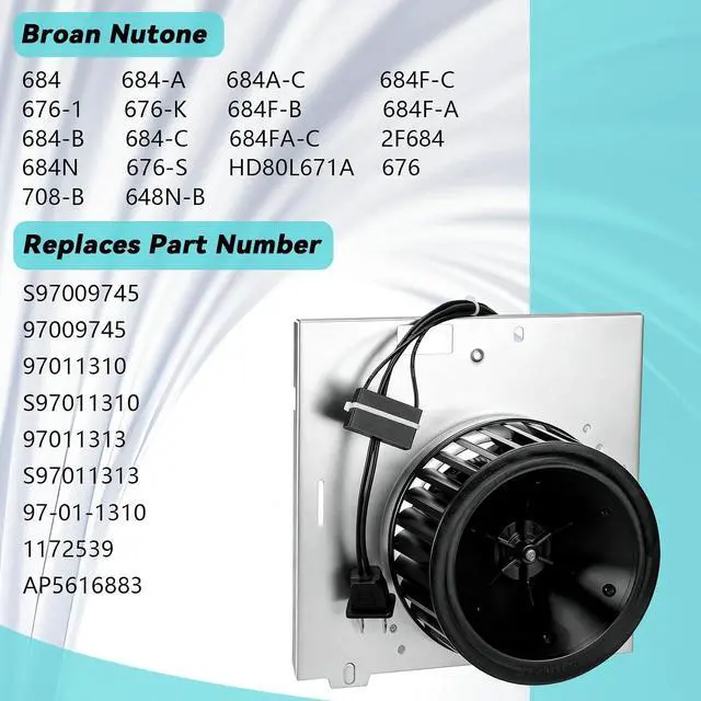 Alt view image 4 of 7 - S97009745 Bathroom Exhaust Fan Motor Compatible with Broan NuTone Bathroom Fans - Fits 696N 696N-R01 696N-R02 684 684-A 684F-A 684-B 676 676-I HD80L HD80-90 CFM Exhaust Replacement, 120V