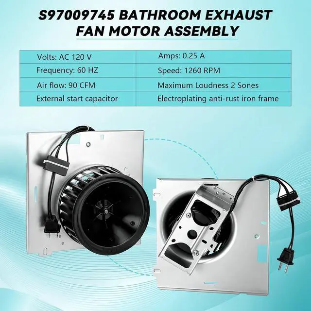 Alt view image 7 of 7 - S97009745 Bathroom Exhaust Fan Motor Compatible with Broan NuTone Bathroom Fans - Fits 696N 696N-R01 696N-R02 684 684-A 684F-A 684-B 676 676-I HD80L HD80-90 CFM Exhaust Replacement, 120V
