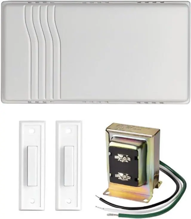 Main image of KORA Wired Doorbell Chime Kit, White, 2 Tune, 2 Buttons Included, with 1 Lighted,16V 10VA Transformer, 80dB, AC/DC Power Source