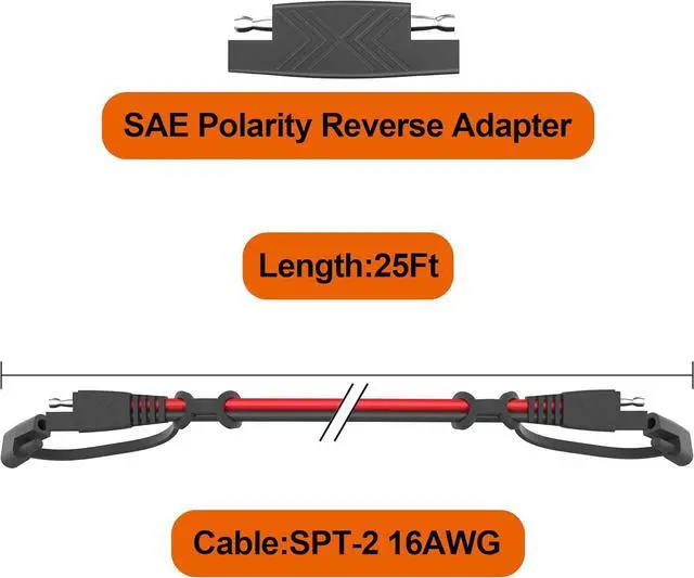 Alt view image 3 of 7 - OYMSAE 25Feet SAE Extension Cable Quick Disconnect Connector 16AWG for Automotive, Solar Panel, Charging Adapter (25FT)