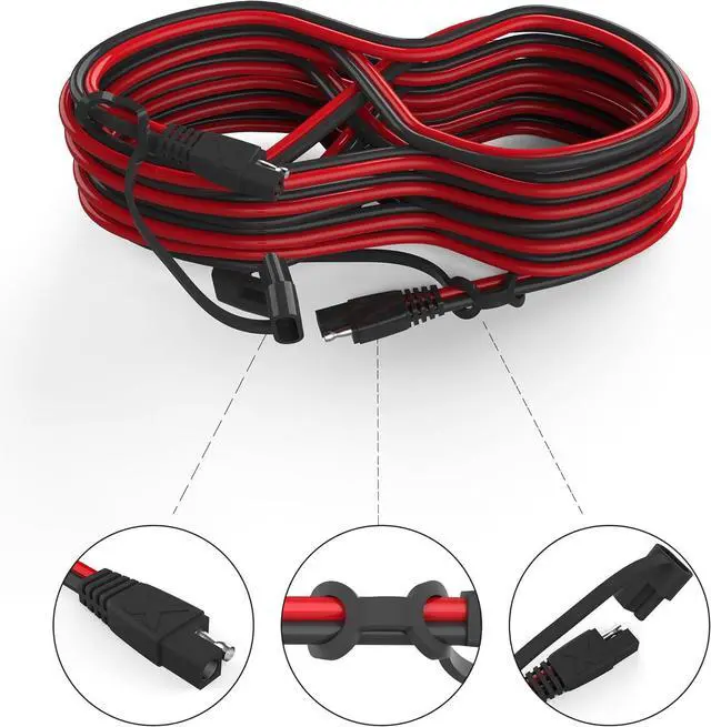 Alt view image 7 of 7 - OYMSAE 25Feet SAE Extension Cable Quick Disconnect Connector 16AWG for Automotive, Solar Panel, Charging Adapter (25FT)