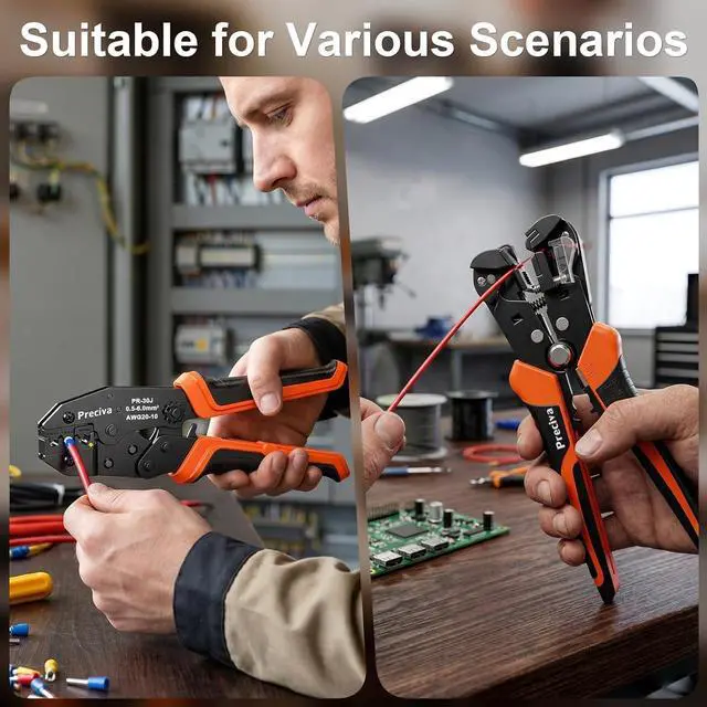 Alt view image 7 of 7 - Preciva 3-in-1 Insulated Terminal Crimping Tool with Wire Stripper,Color-Coded Jaws for 0.5-6mm² (20-10 AWG) Electrical Connectors, Ergonomic Handheld Pliers for Automotive & DIY Wiring