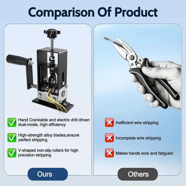 Alt view image 6 of 7 - ANIRUDH Wire Stripper Machine Manual - Drill Powered & Hand Crank Automatic Peeling, 1-20mm Adjustable Scrap Copper Recycling Tool for Home & Industrial Use (Black, Large)