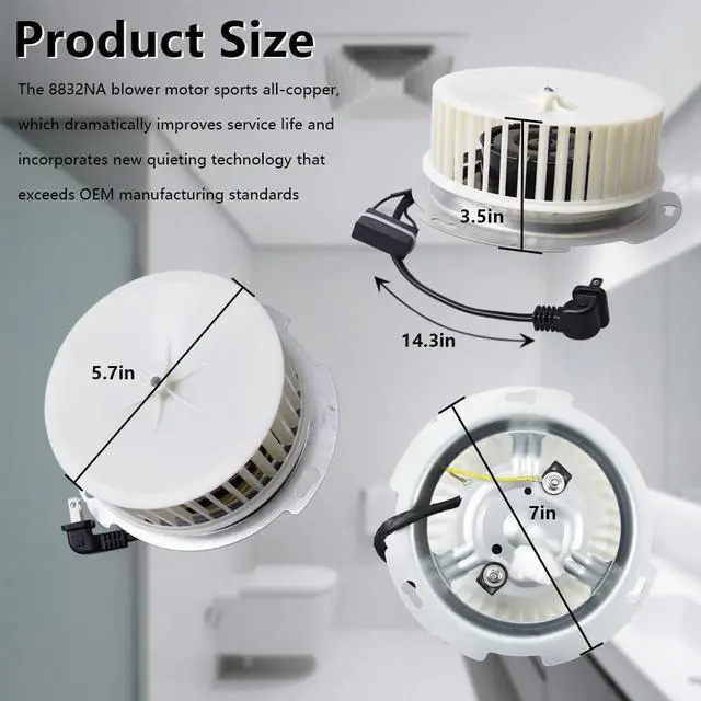 Alt view image 3 of 6 - 8832N 8832NA Bathroom Fan Motor Compatible Fan Motor Nutone 86652 86652G 8662 8832 8833 Replacement Model 84757 JA2C028G JA2B099N 8832sa JA2B099