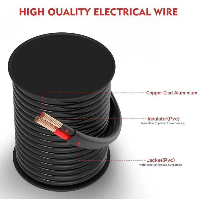 Alt view image 2 of 6 - VIABRICO 12 Gauge 2 Conductor Electrical Wire, 12 AWG 3.3mm Wire PVC Cord, 12V/24V DC Low Voltage/Copper Clad Aluminum Flexible/2 Wire for Automotive LED Strips Lamp Lighting Marine (30.5M/100FT)