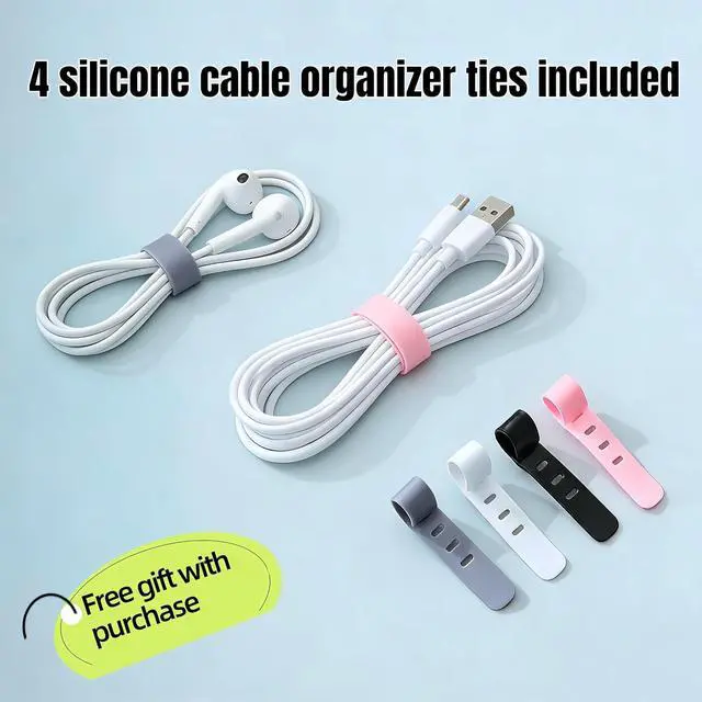 Alt view image 3 of 7 - 1Large+1Small Cable Organizer Set-2-Piece Home Office Desk Wire Management Storage Box,Cable Storage Box (White/Bamboo Lid)