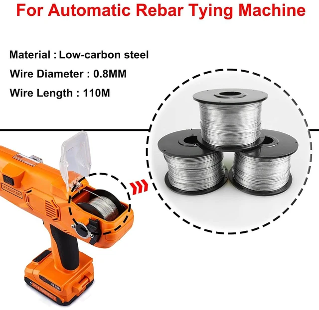 Alt view image 3 of 6 - 5 Rolls Rebar Tie Wire Coil, 1/32" 0.8mm 360FT Stainless Steel for Automatic Twister Gun