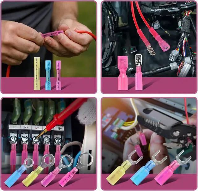 Alt view image 7 of 7 - Waterproof Heat Shrink Wire Connectors, Multipurpose Waterproof Electrical Wire Terminals kit, Ring Fork Spade Butt Splice Insulation Crimp Connectors for Auto Marine Truck - 600 Pieces