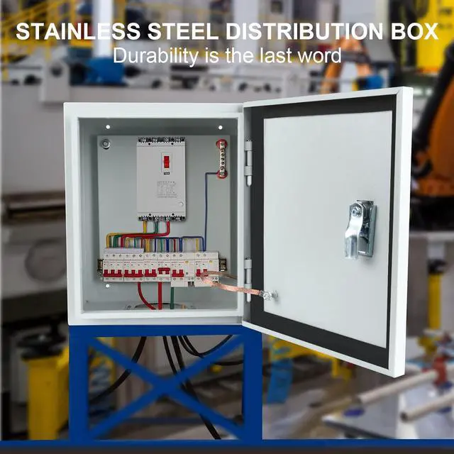 Alt view image 7 of 7 - Steel Electrical Junction Box, Indoor & Outdoor Enclosure, Wall Mounted Moisture & Dustproof Metal Electric Equipment Enclosure With Safety Locks and Mounting Plates