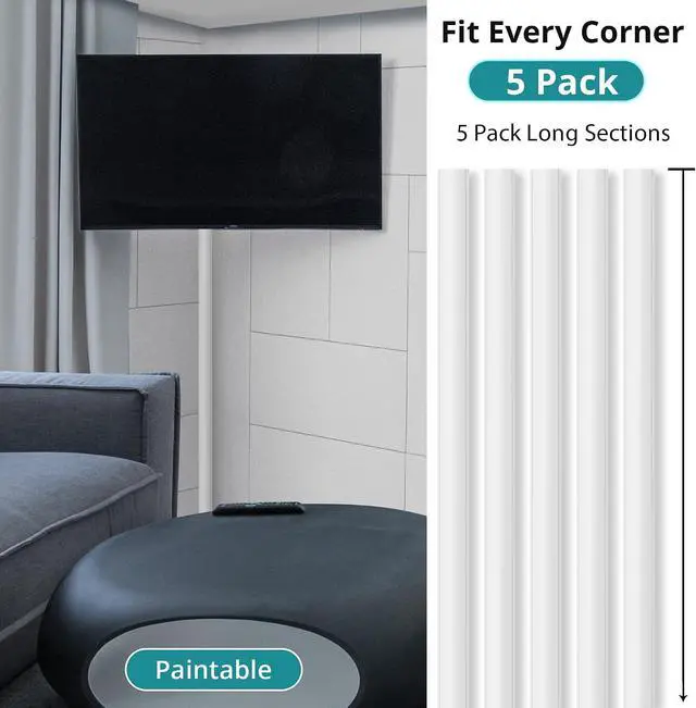 Alt view image 3 of 6 - ZhiYo Corner Cable Concealer, Large Corner Cord Hider, Wire Covers for Cords, Paintable Cord Cover, Cable Management Channel Raceway for Wall, Floor Baseboard, Ceiling, White