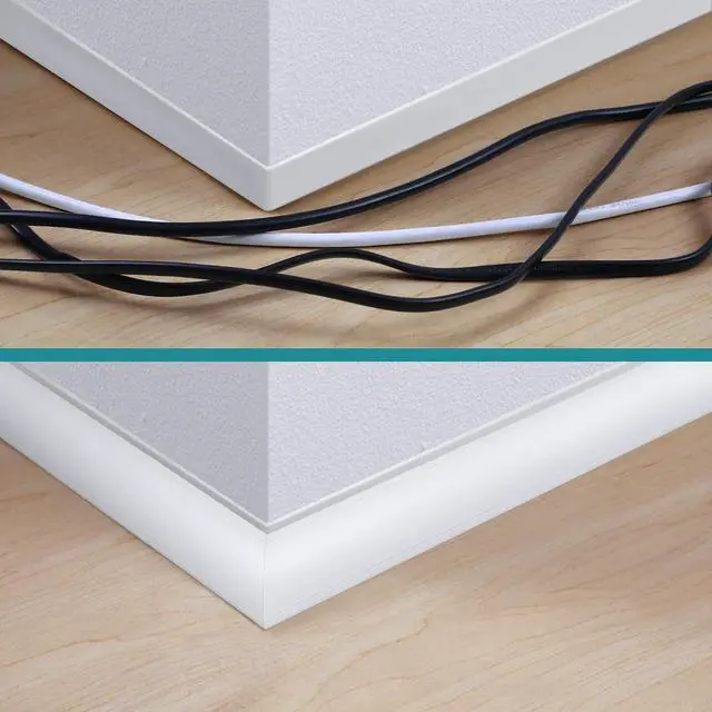 Alt view image 6 of 6 - ZhiYo Corner Cable Concealer, Large Corner Cord Hider, Wire Covers for Cords, Paintable Cord Cover, Cable Management Channel Raceway for Wall, Floor Baseboard, Ceiling, White