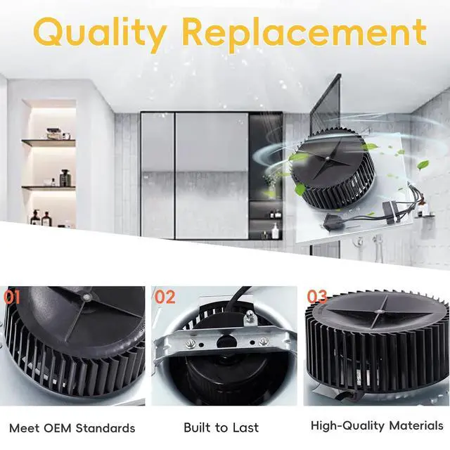 Alt view image 4 of 6 - Upgrade S97015157 Motor Assembly Compatible with Broan NuTone Fans,Fit fo DX90, DX110, 672SP, 676-D/2676F-A, 680-A, 684NT-A, 684-D/2684F-A.with 8"× 8-1/4" Housing(110 CFM / 4 Sones / 120V)
