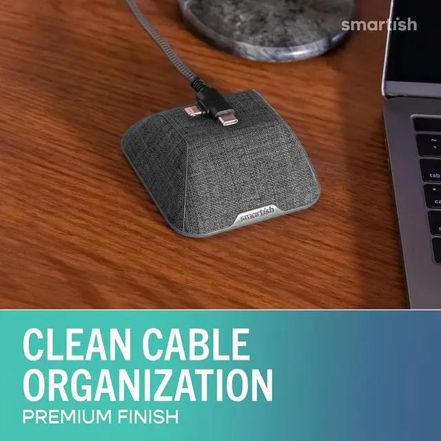 Alt view image 2 of 7 - Smartish® Magnetic Cord Holder - Cable Wrangler Organizer with Magnet Clips for Charger Management on Desktop, Nightstand, or Side Table for All Cables, USB-C, Lightning Cables - No 2 Pencil Gray
