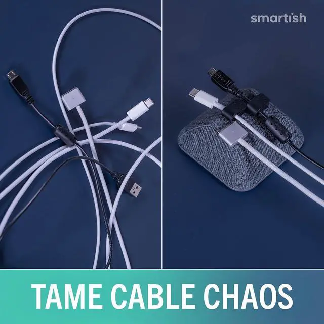 Alt view image 7 of 7 - Smartish® Magnetic Cord Holder - Cable Wrangler Organizer with Magnet Clips for Charger Management on Desktop, Nightstand, or Side Table for All Cables, USB-C, Lightning Cables - No 2 Pencil Gray
