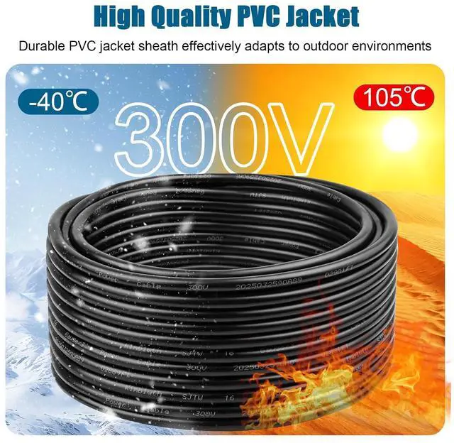 Alt view image 3 of 7 - 16 Gauge 3 Conductor Wire SJTW Outdoor Extension Power Cable 100FT, 16/3 Wire Heavy Duty Pure Copper Electrical Wire for Lawn, Battery, Automotive, Outdoors