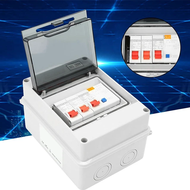 Alt view image 4 of 7 - 2 Way Garage Consumer Unit, Compact Mini Circuit Breaker Panel with 40A 30mA RCD 2MCB 6-16A, Electrical Distribution Board for Garages, Outbuildings, Sheds, Workshops