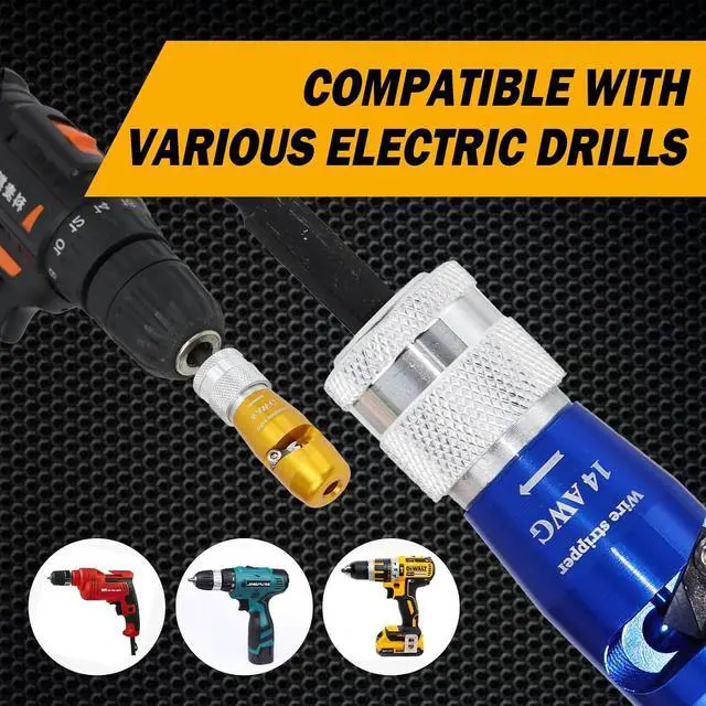 Alt view image 7 of 7 - Regulations Wire Stripping for Drill, Wire Stripping Tool & Wire Twisting Connector Set, Wire Twister Tool for Drill, 8 in 1 Quickly Drill Wire Stripping Professional Electrician Tools Set