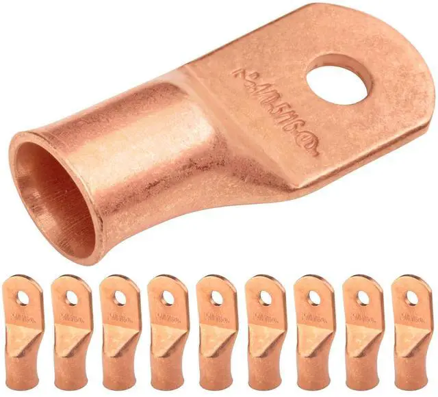 Main image of SELTERM 10pcs 4/0 AWG - 5/16" Stud Battery Lugs, Heavy Duty Wire Lugs, Ring Terminals, Cable Ends, 0000 Gauge Terminals, UL Bare Copper Eyelets Electrical Terminal Connectors