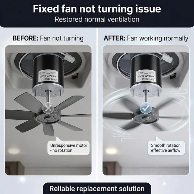 Alt view image 6 of 6 - 12V Fan Motor Compatible with MaxxAir MaxxFan Deluxe/Plus/Standard Series Universal 10-20968 OEM Replacement Fan Motor