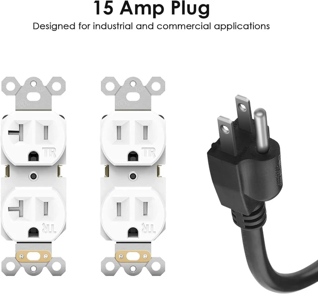 Alt view image 3 of 7 - JUNNUJ Heavy Duty Surge Protector Power Strip 4800J, Garage Metal 8 Outlets 20 Amp 12 Gauge, High Amp 5-15P Adapter Shop 6-20R T-Slot Industrial Outlet, 6 FT Extension Cord Commercial for Appliance