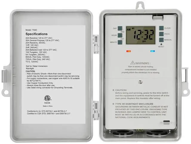 Main image of SURAIELEC Pool Timer, 7-Day Digital Pool Pump Timer Switch, 120, 240, 277 VAC, Heavy Duty 40 AMP, 2HP, 24 Hour Programmable, Outdoor Indoor Swimming Pool Timer Box for Pump, Hot Water Heater, Lights