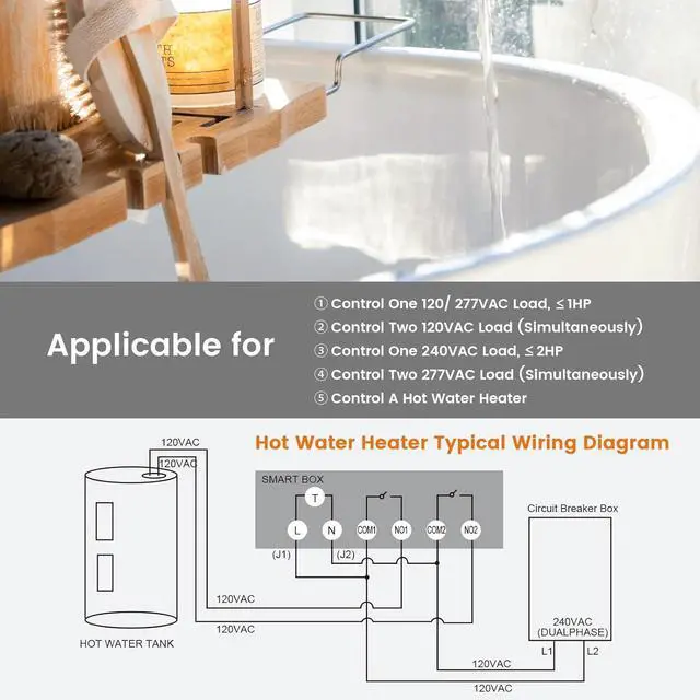 Alt view image 4 of 7 - SURAIELEC Pool Timer, 7-Day Digital Pool Pump Timer Switch, 120, 240, 277 VAC, Heavy Duty 40 AMP, 2HP, 24 Hour Programmable, Outdoor Indoor Swimming Pool Timer Box for Pump, Hot Water Heater, Lights