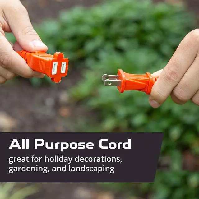 Alt view image 3 of 7 - Iron Forge Cable 50 ft Outdoor Extension Cord 2 Prong, 16/2 SJTW Weatherproof Extension Cord Orange 50 Foot, Durable Power Cable for Outdoor Lights, Lawnmower & Home Office - ETL Certified