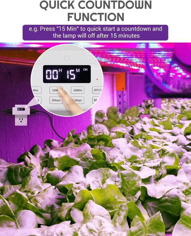 Alt view image 3 of 7 - NEARPOW Indoor Countdown Timer Outlet,Auto Shut Off Timers with Large Screen, Customize Countdown, Repeat and Memory Function, Eectrical Outlets for Charger Lights, 3-Prong Grounded Outlet (2 Pack)