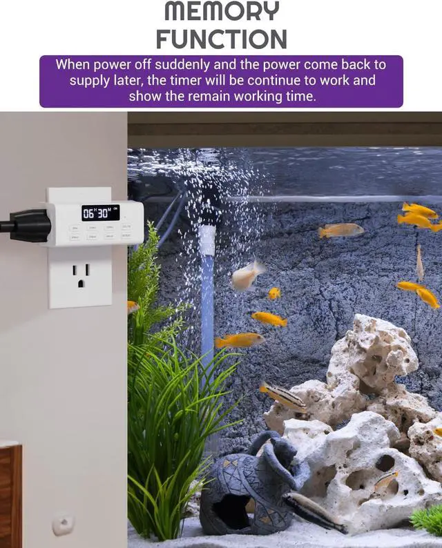 Alt view image 6 of 7 - NEARPOW Indoor Countdown Timer Outlet,Auto Shut Off Timers with Large Screen, Customize Countdown, Repeat and Memory Function, Eectrical Outlets for Charger Lights, 3-Prong Grounded Outlet (2 Pack)