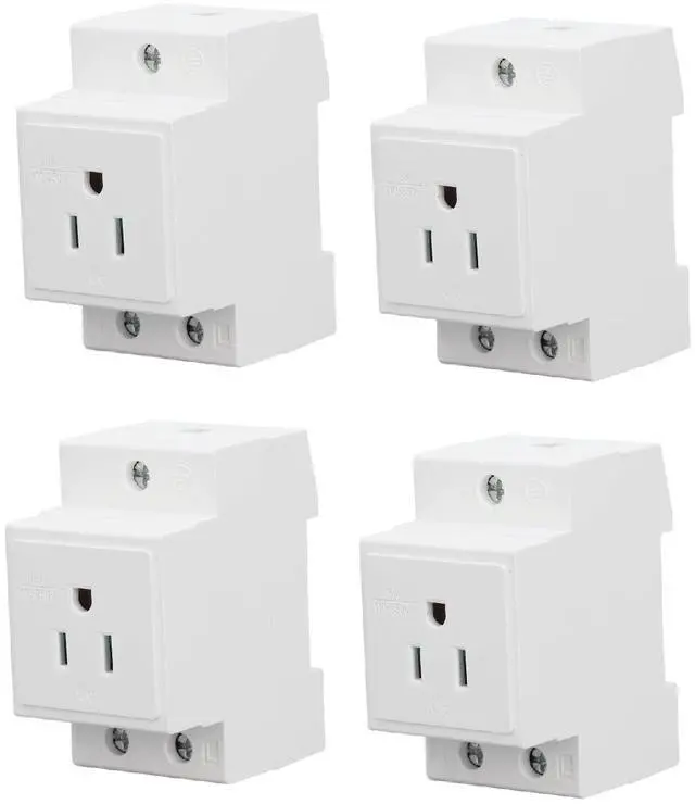 Main image of Tissting Din Rail Mounted Receptacle, AC 110-250V 15A Outlet Power Module with Protective Contacts, Din Rail Socket Plugs for Distribution Panel (4Pcs)
