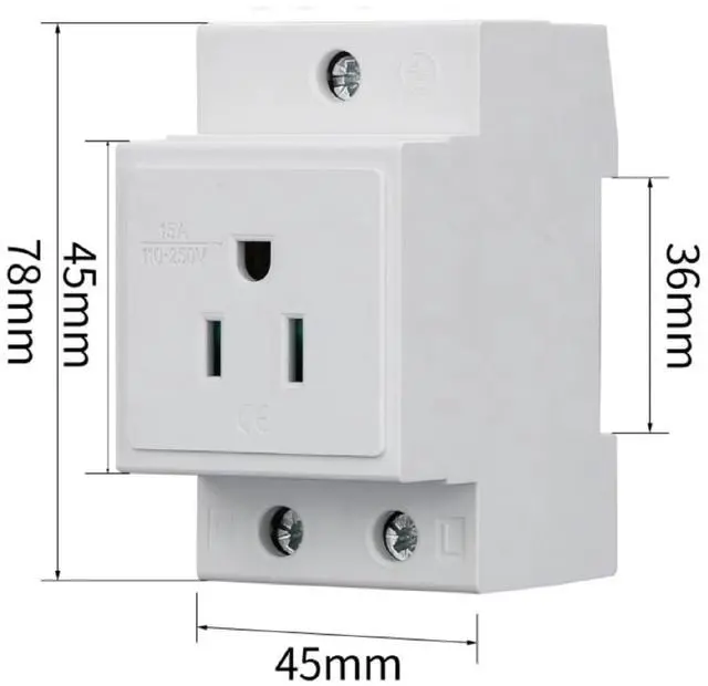 Alt view image 2 of 7 - Tissting Din Rail Mounted Receptacle, AC 110-250V 15A Outlet Power Module with Protective Contacts, Din Rail Socket Plugs for Distribution Panel (4Pcs)