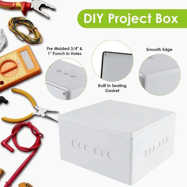 Alt view image 6 of 7 - Junction Box 12" x 12" x 6" Dustproof PVC Plastic Electrical Boxes with Pre Molded 3/4" & 1" Punch in Holes Electrical Boxes Project Junction Conduit Box for Electrical Outdoor Enclosure