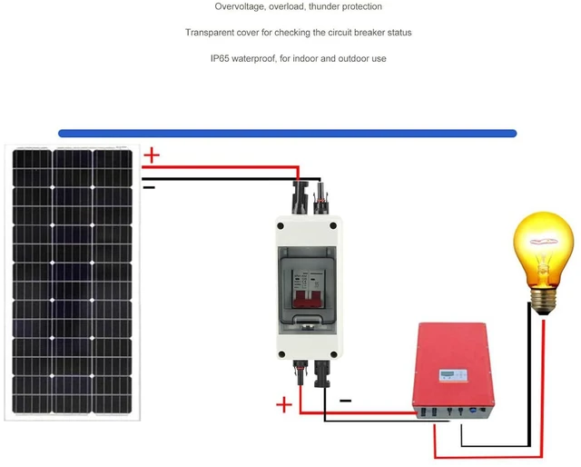 Alt view image 4 of 7 - DC500V Solar Disconnect Switch Photovoltaic Disconnector PV Disconnect Switch with Breaker IP65 Waterproof for Home (20A)