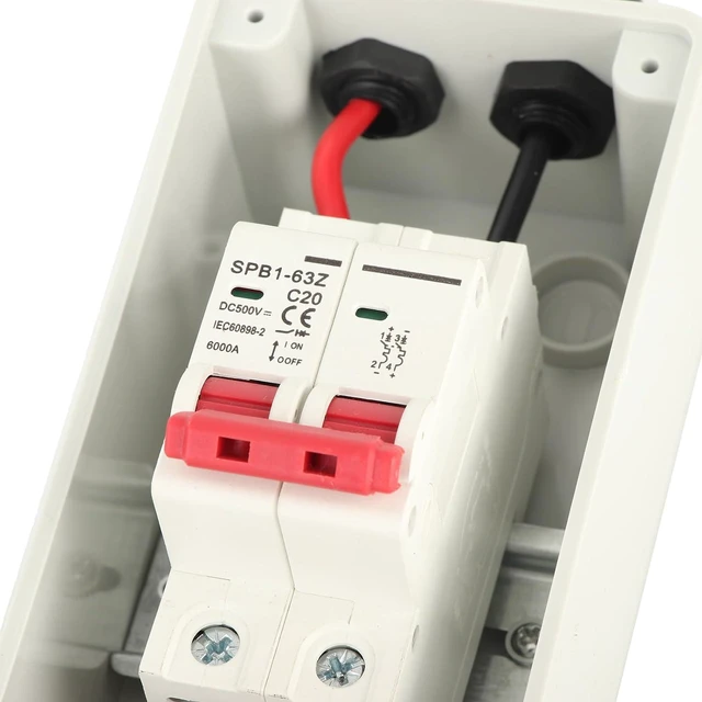 Alt view image 7 of 7 - DC Solar Disconnect Switch, PV Miniature Circuit Breaker with IP65 Waterproof Distribution Box for Solar Panels, 500V Photovoltaic Electrical Isolator Switch for Outdoor Use (20A)