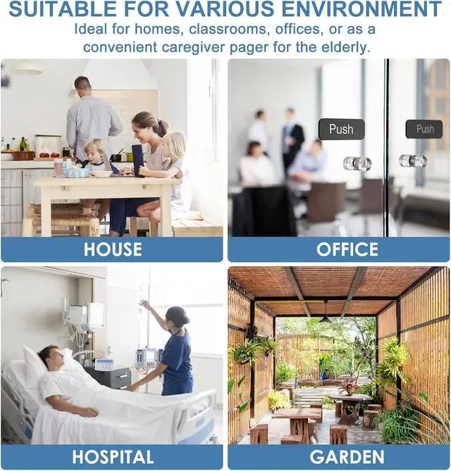 Alt view image 5 of 7 - Wireless Doorbell - PHYSEN Door Bell Chimes with Mute Mode - 58 Ringtones&5 Volume Levels Operating at 1300-ft Range LED Strobe, 2 Transmitters+3 Receivers Waterproof Doorbell Kit for Home/Classroom