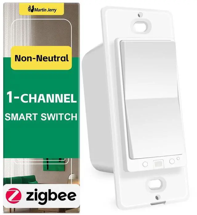Main image of Zigbee Smart Switch No Neutral Needed | 1 Channel Rocker Toggle Smart Light Switch Compatible with Alexa, SmartThings and Works with Google Home, Devices