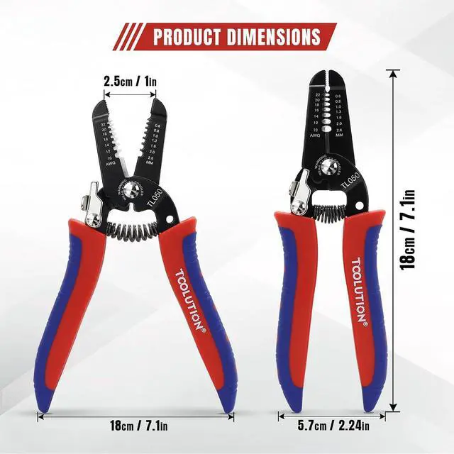Alt view image 2 of 6 - 10 Pack Small Wire Strippers and Cutters for 10-22 AWG, Handheld Electrical Wire Stripping Tool Set with Spring-Loaded Pliers and Safety Lock for Low Voltage Wires