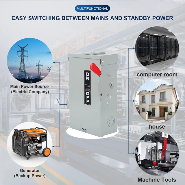 Alt view image 2 of 6 - 3P 60Amp 110/240V 3 Wire Fusible Heavy Duty Safety SwitchesAc Disconnect Switches BoxQuick Disconnect Safety SwitchEquipped with Fuses