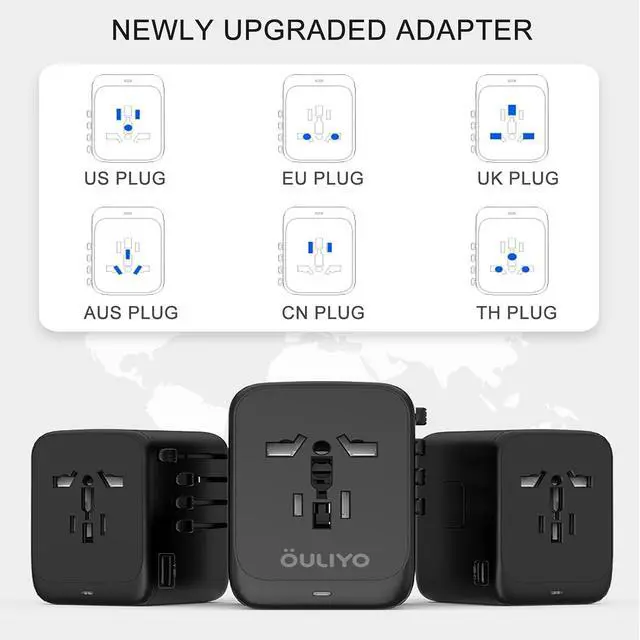 Alt view image 6 of 7 - Universal Travel Adapter, HICITY All in One European GaN Travel Plug Adapter, PD 65W Quick Charging, 3 Type C & 1 USB International Travel Adapter, Worldwide AC Outlet for US EU UK AUS