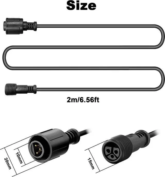 Alt view image 3 of 6 - Banord 6.56FT Extension Cord for RGBW Landscape Spotlights, 3 pin(4 Pack)