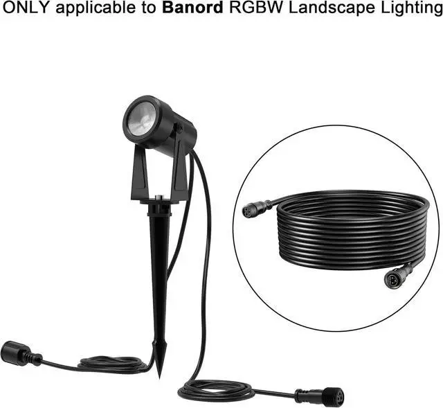 Alt view image 4 of 6 - Banord 6.56FT Extension Cord for RGBW Landscape Spotlights, 3 pin(4 Pack)