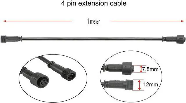 Alt view image 2 of 5 - 5PCS 3.28ft 1m Extension Cable Wire Cord with Male and Female 4Pin Connectors at Both Ends for RGB Multi-Color LED Deck Lights