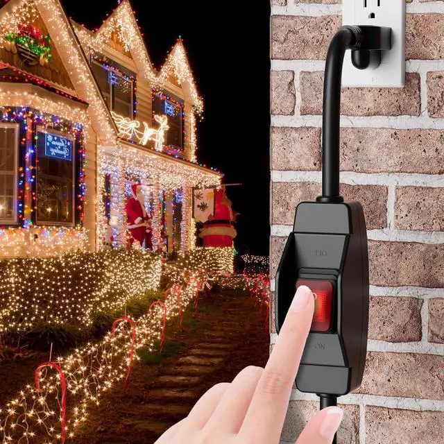Alt view image 6 of 7 - KASONIC 3 Prong Extension Cord with Switch, 1625W 13A Grounded Outlets with Safety Cover, 14/3 SJTW Cable On Off Waterproof Switch for Indoor Outdoor Use (100 FT)