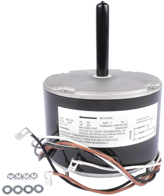 Alt view image 2 of 7 - Condenser Fan Motor Replacement for GE Genteq 1/6 HP, 208-230 Volts and 1075 RPM 5KCP39BGP870S 5KCP29ECA033S