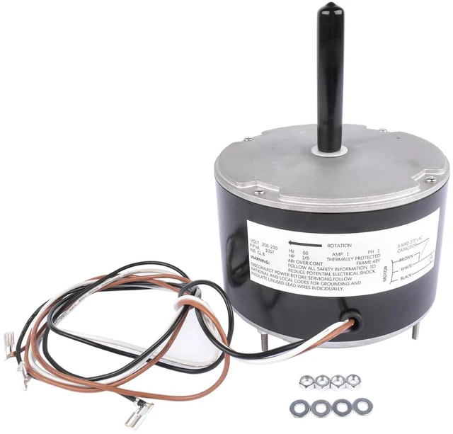 Alt view image 4 of 7 - Condenser Fan Motor Replacement for GE Genteq 1/6 HP, 208-230 Volts and 1075 RPM 5KCP39BGP870S 5KCP29ECA033S