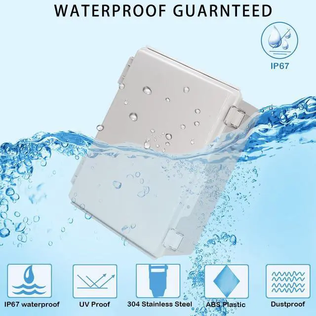 Alt view image 2 of 7 - Zulkit Junction Box,IP67 Waterproof Electrical Box Hinged Cover Stainless Steel Latch Plastic Enclosure for Project w Mounting Plate Wall Bracket and 2 Cable Gland Grey 11.4"x7.5"x5.5"/290x190x140mm
