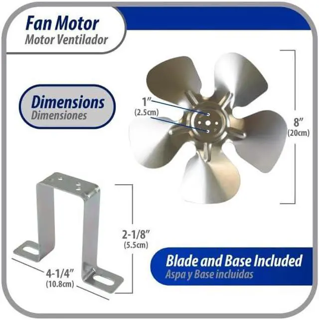 Alt view image 4 of 7 - Appli Parts APFM-51E 5W Condenser and Evaporator Fan Motor 115V 60Hz 0.4A, Includes 8in Aluminum Fan Blade and Mounting Base, Universal Replacement for Commercial Refrigeration Units
