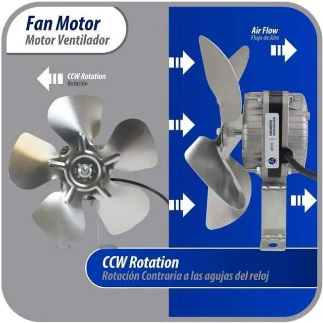 Alt view image 5 of 7 - Appli Parts APFM-51E 5W Condenser and Evaporator Fan Motor 115V 60Hz 0.4A, Includes 8in Aluminum Fan Blade and Mounting Base, Universal Replacement for Commercial Refrigeration Units