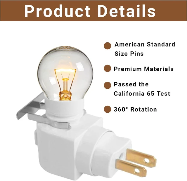 Alt view image 3 of 7 - 9 Sets Night Light Bases, with Metal Clips and On/Off Switch White Plastic Swivel Wall Lamp Plug 360° Plug in Rotating Night Light Modules for Making Your Own Bubble Lights Crafts